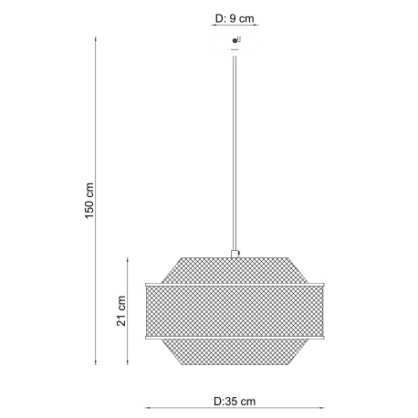 Závesné svietidlo, kov čierny a zlatý, Ø350, V:1500, bez žiarovky 1xE27, max. 60W 230V 5