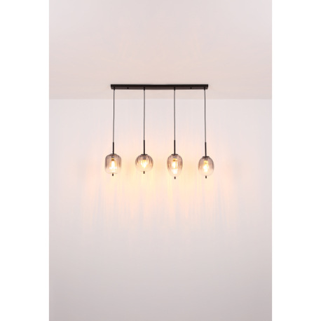 Závesné svietidlo, kov čierny matný, sklo dymová farba/číre, kábel PVC čierny, možnosť skrátenia výš 16