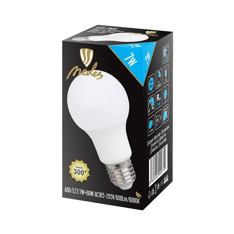 LED žiarovka 7W - A60 / E27 / SMD / 6500K - ZLS561 6