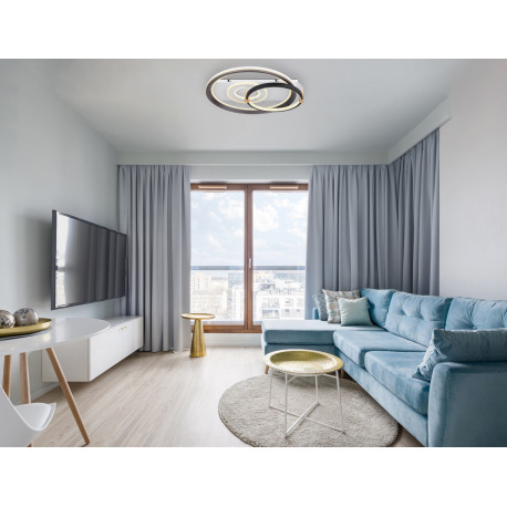 Stropné svietidlo, kov biely, čierny a sivý, akryl opál, stmievateľné, viackrokové ovládanie cez nás 14