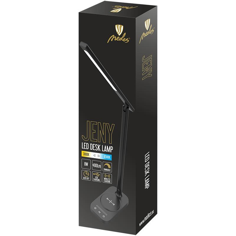 LED stolná lampa JENY stmievateľná s časovačom, bezdrôtovým nabíjaním a USB 8W - DL4305/B 6