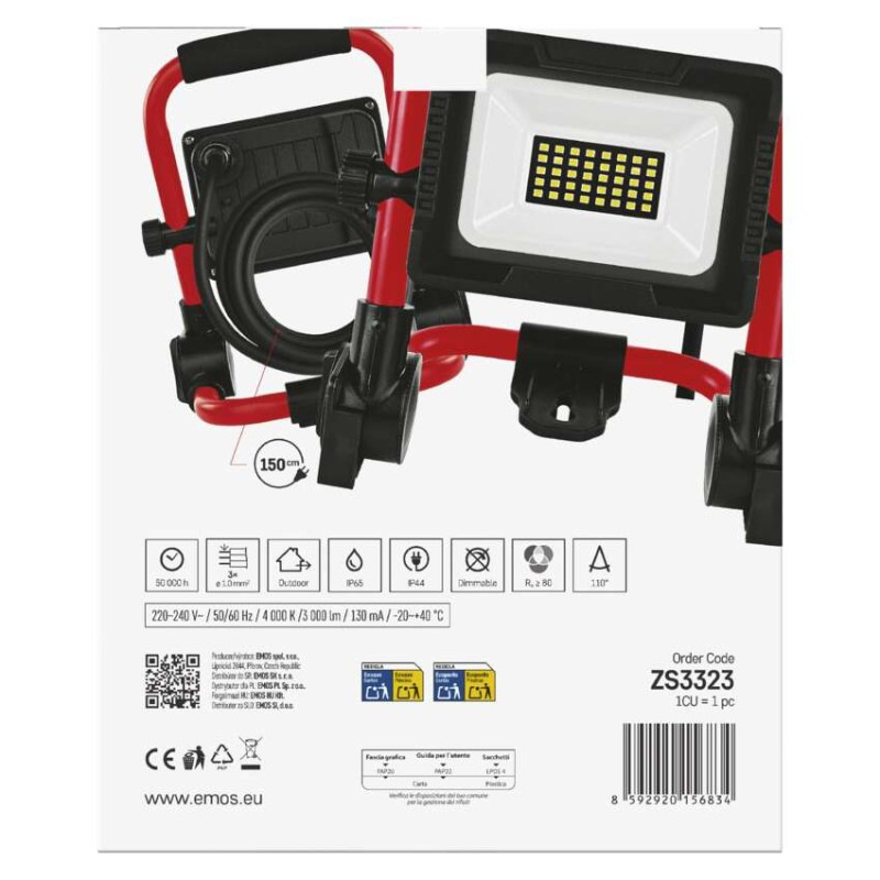 LED reflektor ELION 20W, červeno-čierny, IP65, 3000 lm, neutrálna biela 14