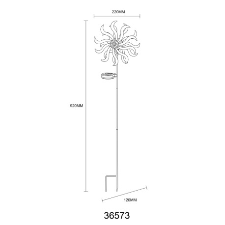 Solárne svietidlo, kov zlatej starožitnej farby, sklenená guľa číra s efektom prasknutého skla, posu 8