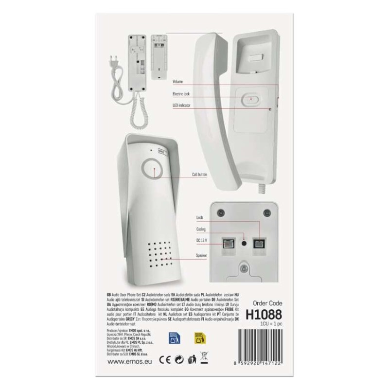 Bezdrôtová sada domáceho audio vrátnika H1088, 1 účastník 9