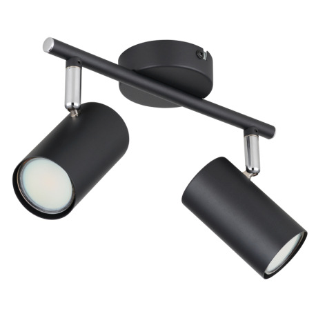 Nástenné svietidlo, kov čierny matný, chróm, DxŠxV: 250x100x135mm, bez žiaroviek 2xGU10, max. 25W 23 6