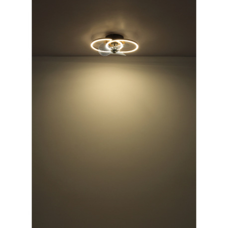 Stropný ventilátor, kov čierny/imitácia dreva,plast biely/dymový, stmievateľný, niekoľko úrovní pomo 8