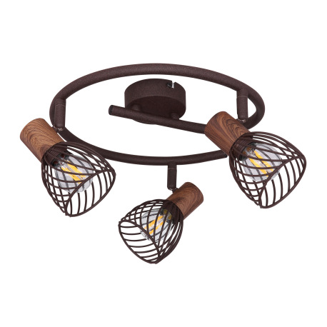 Stropné svietidlo, kov vo farbe imitujúcu hrdzu, kov imitácia dreva, Ø280, V:160, bez žiaroviek 3xE1 2