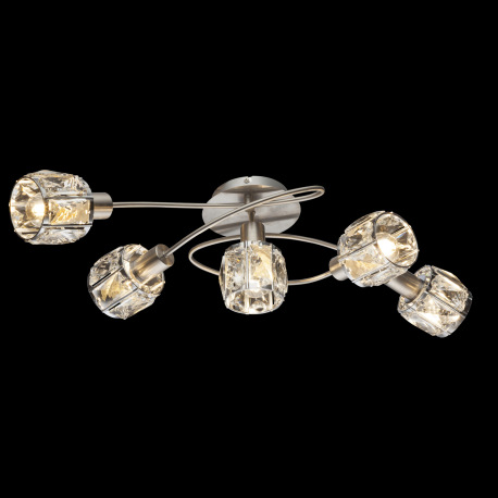 Stropné svietidlo, kov, nikel, chróm, sklenený kryštál priehľadný, DxŠxV:615x360x210, bez žiaroviek 1