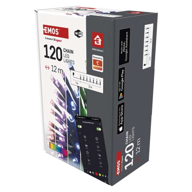 GoSmart LED vianočná reťaz, 12 m, vonkajšia aj vnútorná, RGB, programy, časovač, WiFi 1