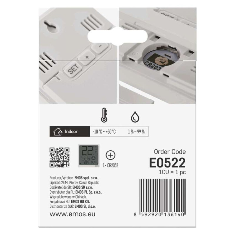 Digitálny teplomer s vlhkomerom E0522 10
