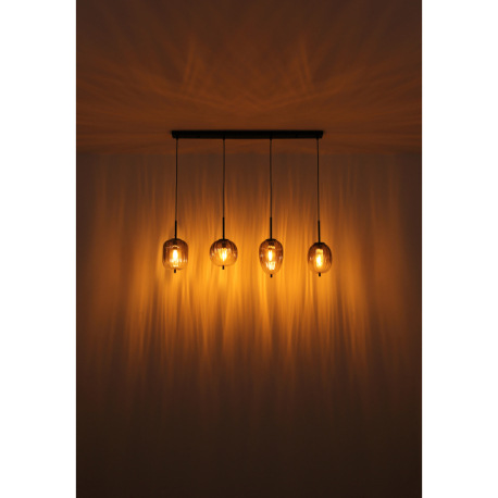 Závesné svietidlo, kov čierny matný, sklo dymová farba/číre, kábel PVC čierny, možnosť skrátenia výš 6