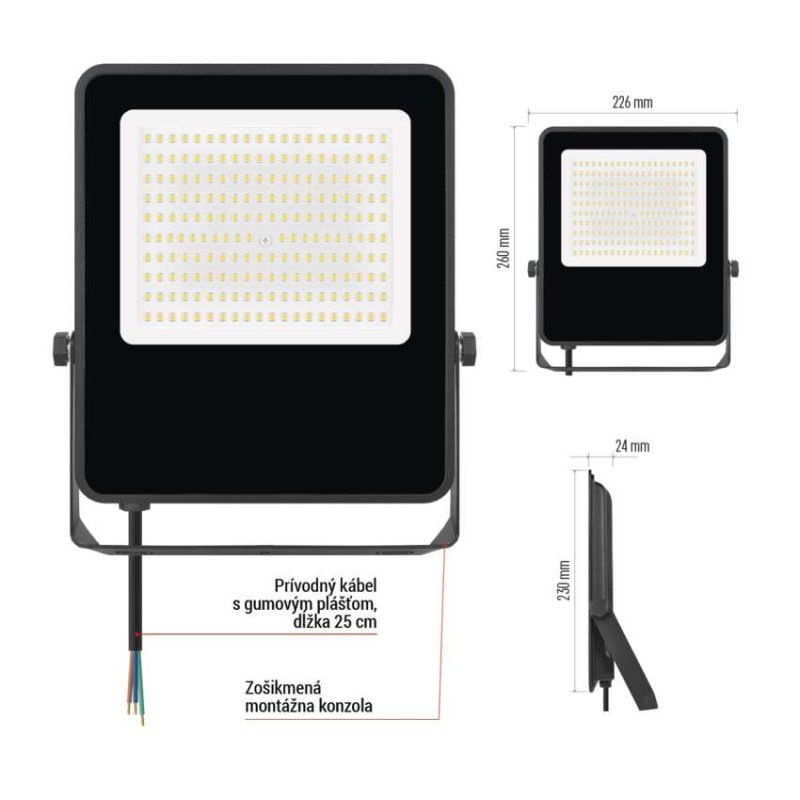 LED reflektor VISIO čierny, 100 W neutrálna biela 10
