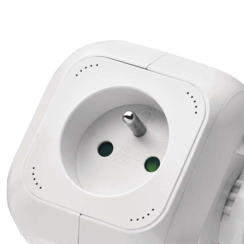 Predlžovací kábel - kocka 1,9 m / 4 zásuvky / biely / PVC / s USB / 1 mm2 6