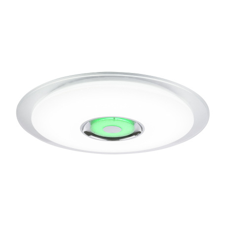 Stropné svietidlo, kov biely, chróm, akryl biely, K5 krištáľ, trblietavý efekt, reproduktor, ovládan 11