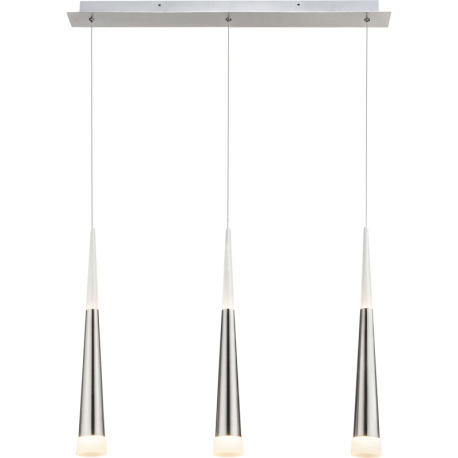 Závesné svietidlo, kov nikel matný, akryl satinovaný, DxŠxV: 700x70x1200, vrátane 3xLED 5W 20V, 400l