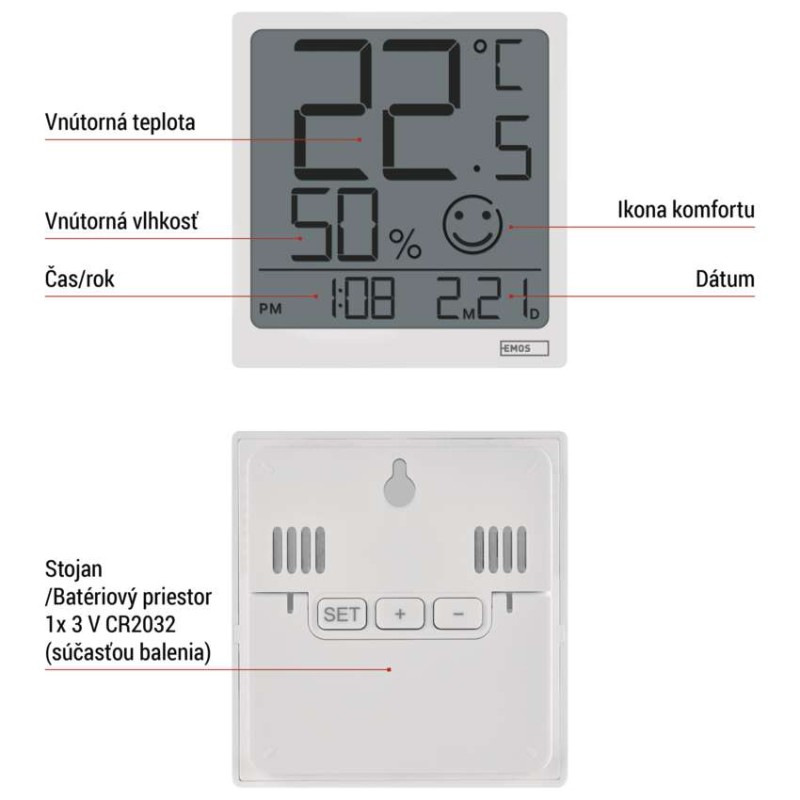 Digitálny teplomer s vlhkomerom E0522 1
