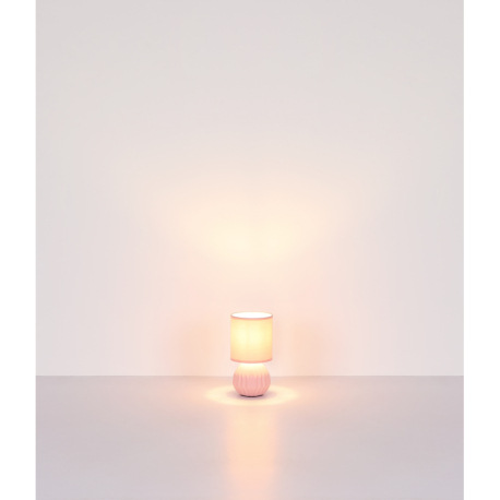 Stolová lampa, ružová keramika, ružový textil, biely PVC kábel, kolískový vypínač na kábli, ø: 120 m 14