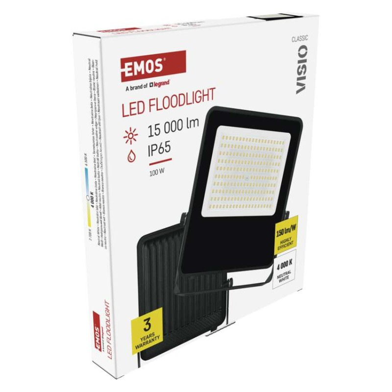 LED reflektor VISIO čierny, 100 W neutrálna biela 14