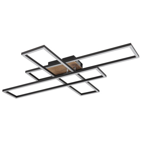 Stropné svietidlo, kov čierny, MDF vzhľad dreva tmavý, hliník čierny, plast biely, chróm, polohovate 2