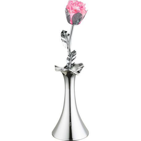 Stolová lampa, chróm, akryl, váza s ružičkou, vypínač, zmena farby svetla, bez batérií 3xAAA 1.5V, Ø 9