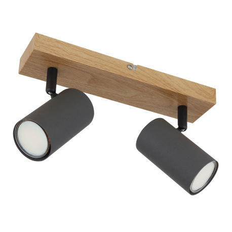 Nástenné svietidlo, kov grafit/čierny/vzhľad dreva, DxŠxV:260x60x120mm, bez žiaroviek 2x GU10, max. 2