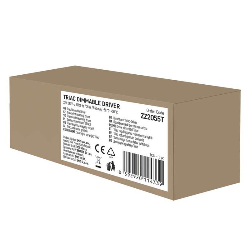 Triakový stmievateľný ovládač pre LED svietidlo 550mA 20W 3