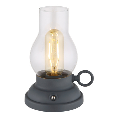 Dekoratívne svietidlo, plast antracit matný, číre sklo, plast jantárový, dotykový stmievač, bez adap