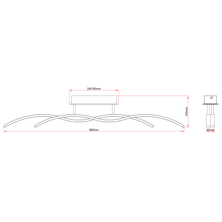 Stropné svietidlo, kov čierny, grafit, plast opál, DxŠxV: 880x80x155mm, vrátane LED 20W 230V, zdroj 5
