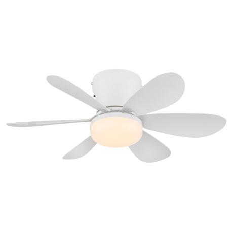 Stropný ventilátor, kov/plast, matná biela, stmievateľný, viacero rýchlostí pomocou nástenného vypín 8