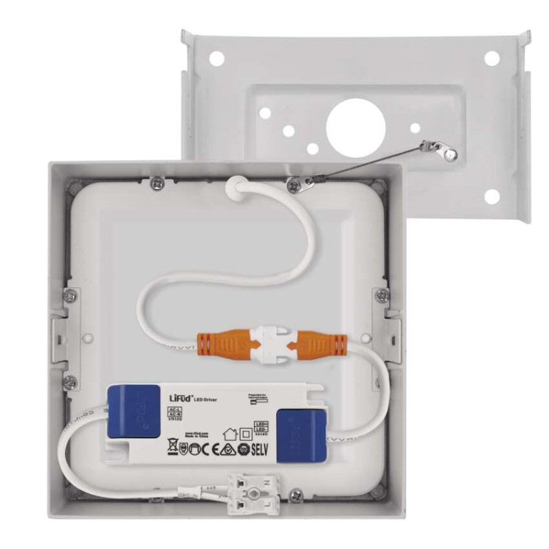 LED prisadené svietidlo, štvorec, biele, 7,6W,Neutrálna biela 10