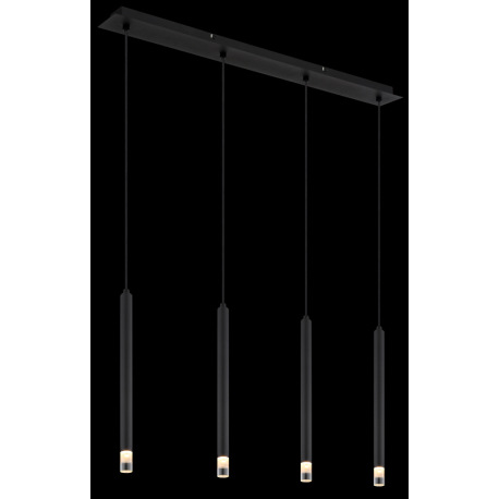 Závesné svietidlo, kov čierny, akryl satinovaný, číry, kábel PVC čierny, DxŠxV: 760x80x1200mm, bez ž 12