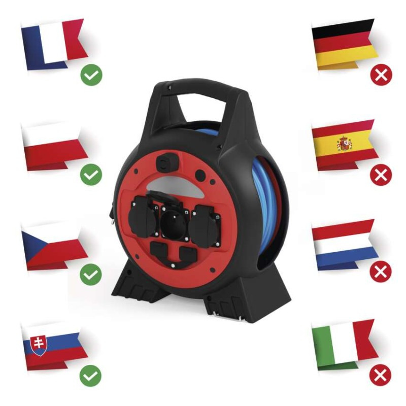 Špeciálny predlžovací kábel na bubne 20 m / 3 zásuvky / PVC / 230 V / 1,5 mm2 6