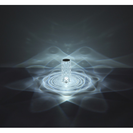 Nabíjateľná stolová lampa číry plast s krištáľovým efektom, dotykové zapnutie/vypnutie, stmievateľná 12