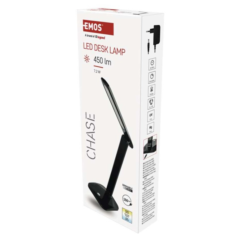 LED stolná lampa CHASE, čierna 3