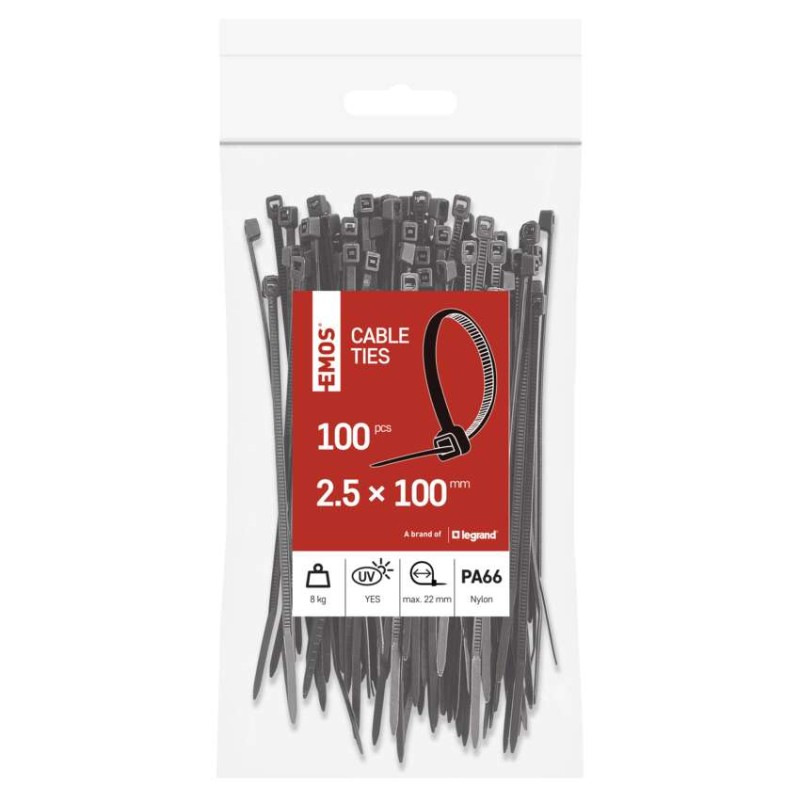 Sťahovacia páska 100×2,5, čierna, 100 ks 1