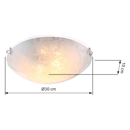 Stropné svietidlo, kov biely, satinované sklo biele, Ø 300, V: 100, bez žiaroviek 2xE27, max. 60W 23 2
