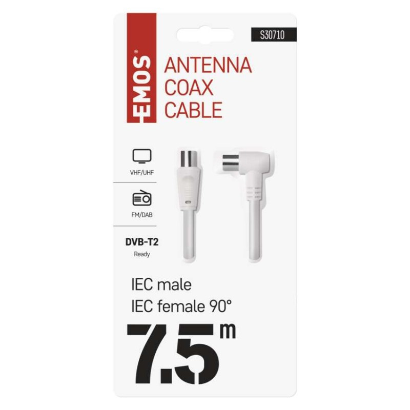 Anténny koaxiálny kábel tienený 7,5m – uhlová vidlica 1