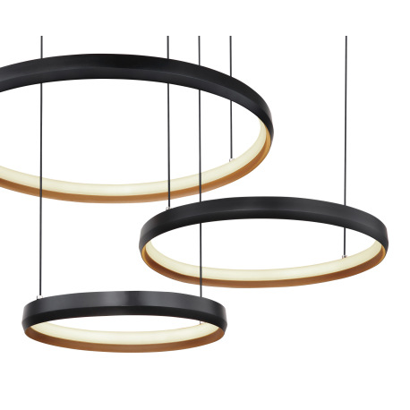 Závesné svietidlo, kov čierny/zlatý, akryl biely, stmievateľné, viackrokové ovládanie cez nástenný v 14