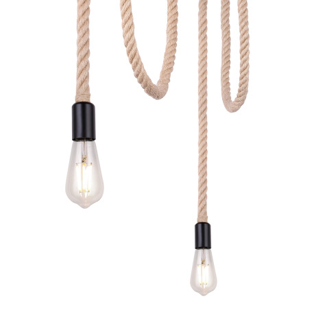 Závesné svietidlo, kov čierny, lano hnedé, Ø300, V:1600, bez žiaroviek 3xE27, max. 60W 230V 10