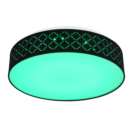 Stropné svietidlo, kov biely,textil čierny,akryl opál,pamäťová funkcia,nočné svetlo,stmievateľné,dia 9