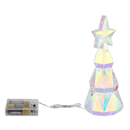 Stolová lampa, priehľadný plast, biely PVC kábel, napájanie batériami 3x AA alebo káblom USB-C (oba 7