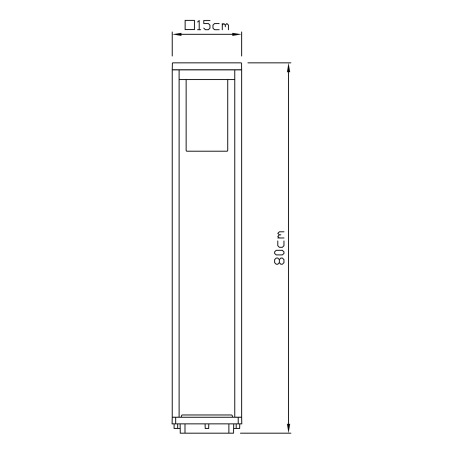 Vonkajšie, stojanové svietidlo, hliník, čierny matný, plast priehľadný, IP44, DxŠxV: 150x150x800, be 14