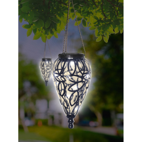 Solárne svietidlo, kov čierny, plast čierny, plast priehľadný, IP44, ozdobná kvapka na zavesenie, ak 10