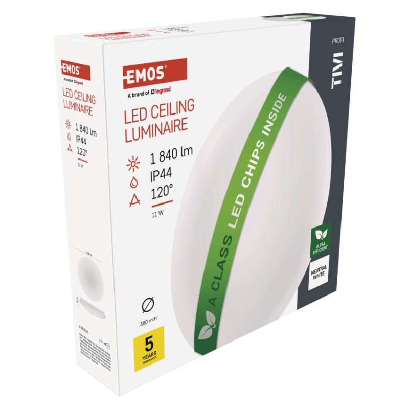 LED stropné svietidlo TIVI, A CLASS, okrúhle biele 11W, IP44, Neutrálna biela 9