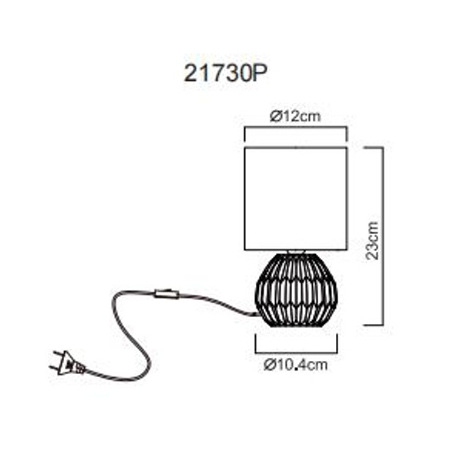 Stolová lampa, ružová keramika, ružový textil, biely PVC kábel, kolískový vypínač na kábli, ø: 120 m 16