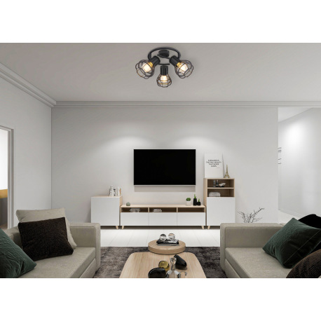 Stropné svietidlo, kov čierny, Ø 250, V: 225, bez žiaroviek 3xE27, max. 40W 230V 1