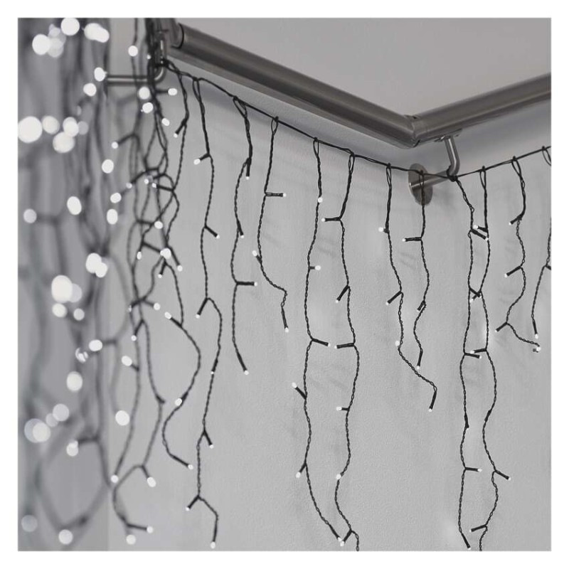 LED vianočné cencúle, 10 m, vonkajšie aj vnútorné, studená biela, programy 4