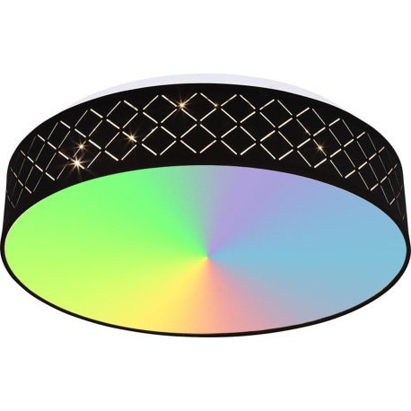 Stropné svietidlo, kov biely,textil čierny,akryl opál,pamäťová funkcia,nočné svetlo,stmievateľné,dia 13