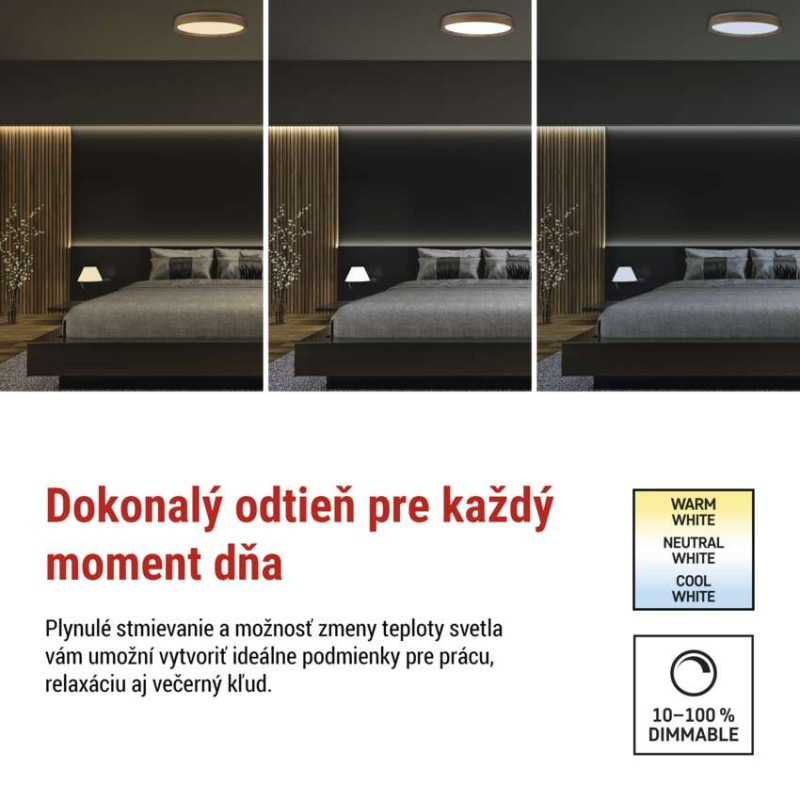 LED nástenné svietidlo ILVI, kruhové 45 W, stmievanie + CCT, drevo 6