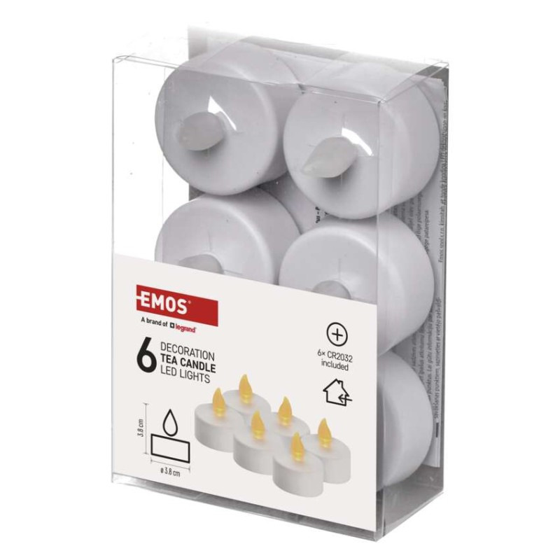 LED dekorácia – 6x čajová sviečka biela, 6x CR2032, vnútorná, vintage 1